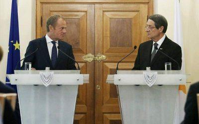 Τουσκ σε Αναστασιάδη: Εχετε την πλήρη αλληλεγγύη της ΕΕ