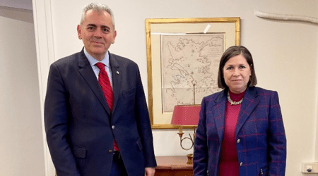Συνάντηση Μάξιμου Χαρακόπουλου με τη νέα πρέσβειρα της Ελλάδας στο Βατικανό Κάτια Γεωργίου